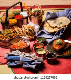 Indian Platter - Mutton, Butter Chicken, Butter Chapati, Chutney, Kadhai Paneer And Masala