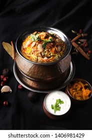 Indian pot Biryani / spicy Indian food / main dishes / traditional food 