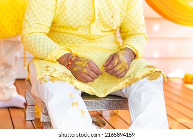 Indian Pre Wedding Haldi Ceremony Close Up