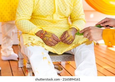 Indian Pre Wedding Haldi Ceremony Close Up