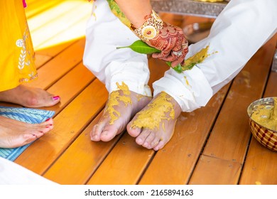 Indian Pre Wedding Haldi Ceremony Close Up