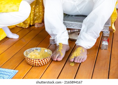 Indian Pre Wedding Haldi Ceremony Close Up