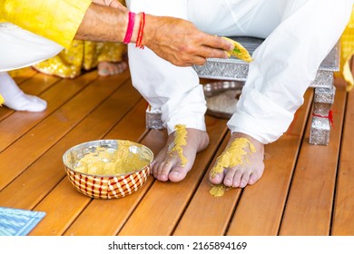 Indian Pre Wedding Haldi Ceremony Close Up