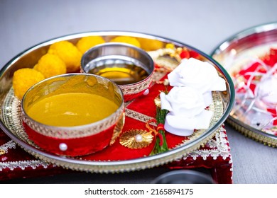 Indian Pre Wedding Haldi Ceremony Close Up