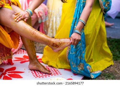 Indian Pre Wedding Haldi Ceremony Close Up