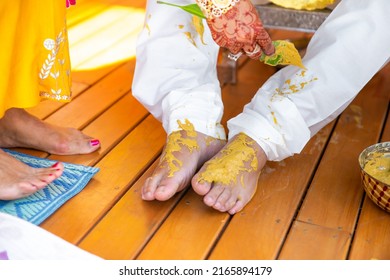 Indian Pre Wedding Haldi Ceremony Close Up