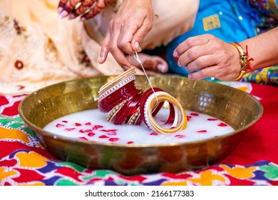 Indian Punjabi Bride's Red Wedding Bangles Close Up