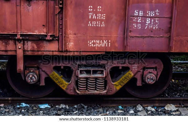 Indian Railway. Goods train wheels and part of body\
- India. October 2017