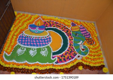 Indian Rangoli Occasion Ganesh Chaturthi Stock Photo 1751390189 ...