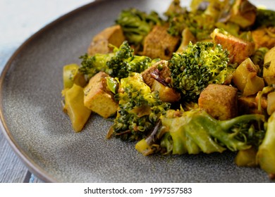 Indian Recipe Broccoli, With Fried Tofu (instead Of Paneer).