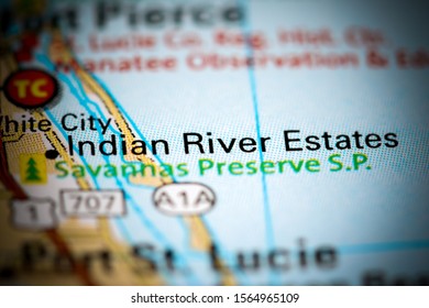 Indian River Estates. Florida. USA On A Map