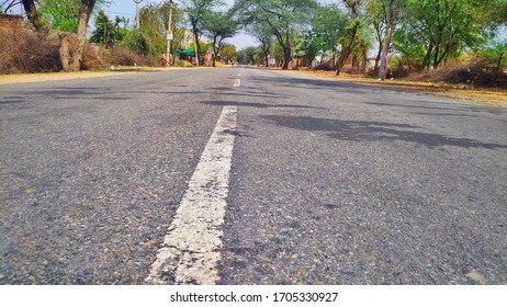 The Indian Road Without Any Traffic. Empty Road Highway India.