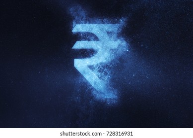 Indian Rupee Sign, Indian Rupee Symbol. Abstract Night Sky Background