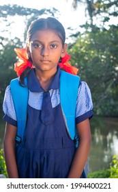 Indian Rural School Girl Looking At Camera