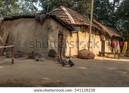 Indian Rural Village Mud Houses Ducks Stock Photo Edit 