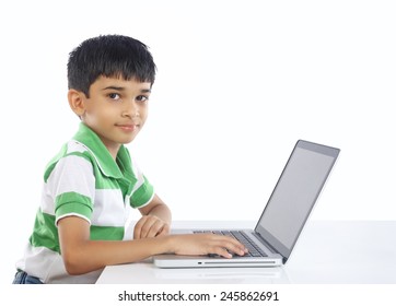 Indian School Boy with Laptop