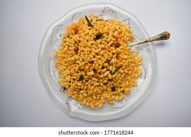 Indian snack Bhel bhadang or Churumuri or Churmuri made of Puffed rice is traditional Snack healthy often sold in Mumbai streetfood often for Munching isolated on white background