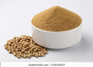 Indian spices, Coriander Powder or Dhaniya Powder with Coriander seeds