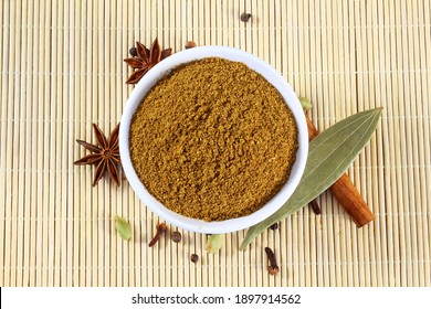 Indian Spices Homemade Biryani Masala Powder Isolated For Vegetarian Or Non Vegetarian Cooking 