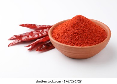 Indian spices, paprika powder or red chilli powder, selective focus