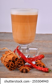 Indian spicy chai tea latte