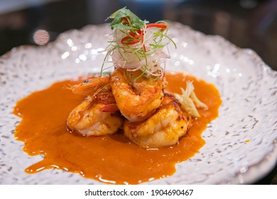 Indian Spicy Food Shrimp Curry Prepared With Coconut Served As Side Dish