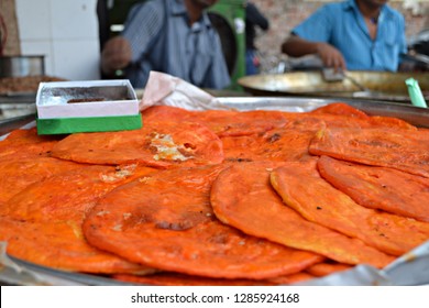 Indian Street Food. Close-up Of Sheermal In Lucknow India 