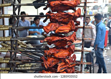 Indian Street Food. Close-up Of Tandoori Chicken At A Shop In Lucknow India 