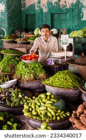 Indian street vegetable vendor or bhaji wala
