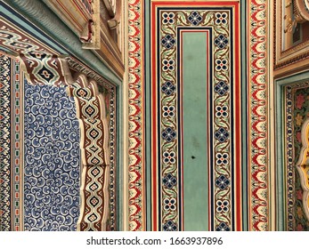 Indian style painting natural texture on the wall of architecture