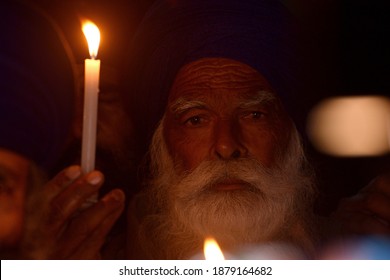 Indian Supporters Take Part In A Candle Light Vigil As They Pay Tribute To Farmers Who Lost Their Lives During Ongoing Protest Against New Farm Bills By Indian Government In Amritsar, India 20.12.2020