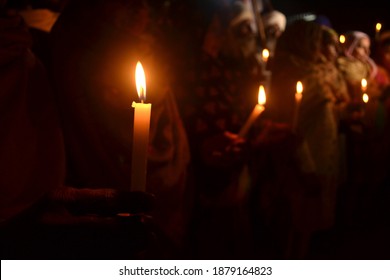 Indian Supporters Take Part In A Candle Light Vigil As They Pay Tribute To Farmers Who Lost Their Lives During Ongoing Protest Against New Farm Bills By Indian Government In Amritsar, India 20.12.2020