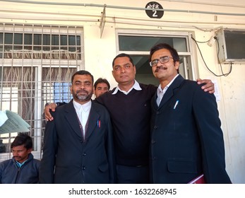 Indian Supreme Court Lawyers Looking At Camera With Team Members At Office Premises District Katni Madhya Pradesh In India Shot Captured On January 29, 2020. 