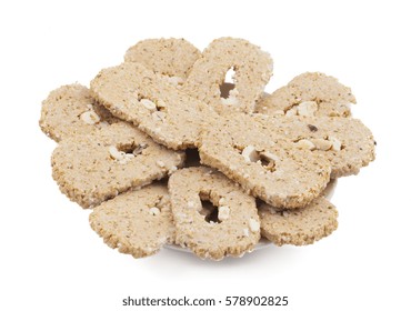 Indian Sweet Gud Kaju Gajak Isolated on White Background 