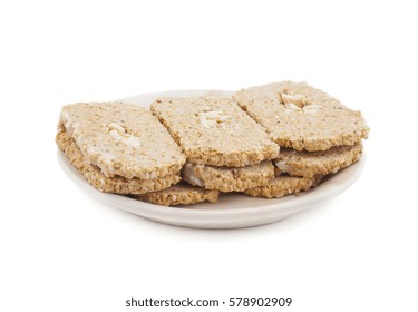 Indian Sweet Gud Kaju Gajak Isolated on White Background 