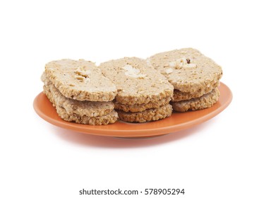 Indian Sweet Gud Kaju Gajak Isolated on White Background 