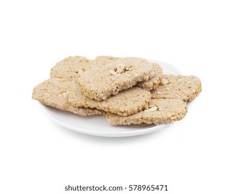 Indian Sweet Gud Kaju Gajak Isolated on White Background 