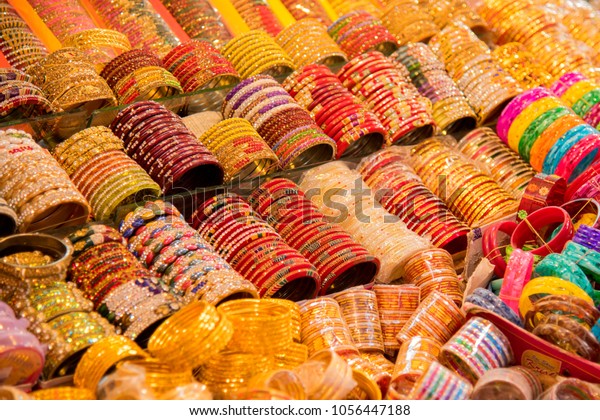 Indian traditional Bangles or bracelets for sale in\
the market, india