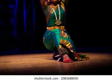 Indian Traditional bharatanatyam dance. selective focus and blur