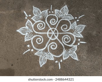 Indian Traditional and Cultural Kolam design, set of home decor patterns.Kolam in tamil and Muggu. - Powered by Shutterstock