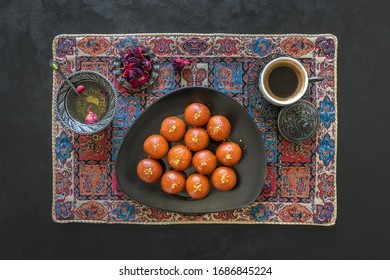 Indian Traditional Sweet Gulab Jamun, Top View. 