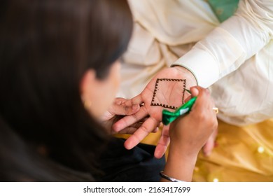 Indian Traditional Wedding Henna Mehendi Mehndi Hands Close Up