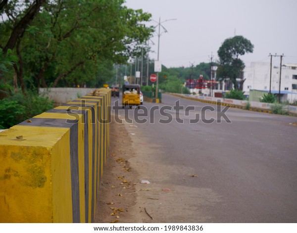 Indian transportation road zebra block with natural\
environment image
