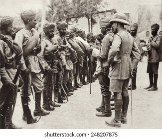Indian troops replacing 10,000 British troops captured by the Turks in Iraq. 1916. The British forces were surrounded by the Turks in the Battle of Kut-al-Amara in April 1916.