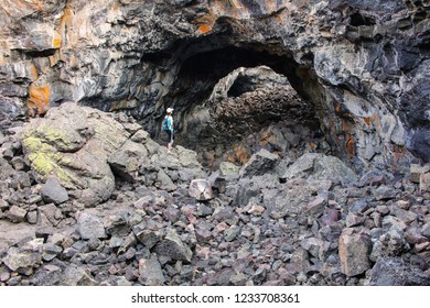 Indian Tunnel Cave In Craters Of The Moon National Monument, Idaho, USA. The Monument Represents One Of The Best-preserved Flood Basalt Areas In The Continental US.