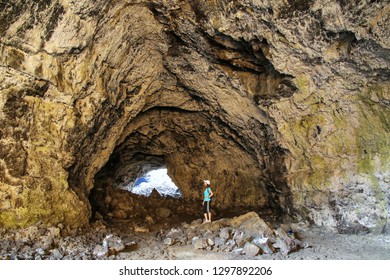 Indian Tunnel Cave In Craters Of The Moon National Monument, Idaho, USA. The Monument Represents One Of The Best-preserved Flood Basalt Areas In The Continental US.