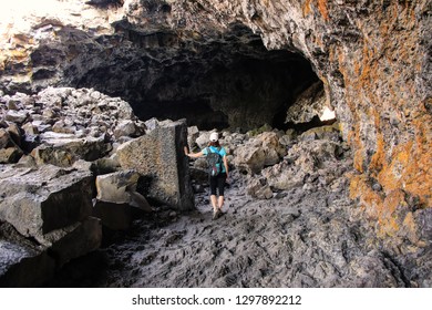 Indian Tunnel Cave In Craters Of The Moon National Monument, Idaho, USA. The Monument Represents One Of The Best-preserved Flood Basalt Areas In The Continental US.