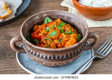 Indian Vegetarian Red Lentil Dhal Curry