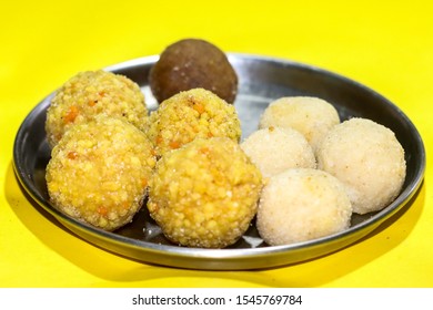 Indian Village Ladu Plate Oats Laddu Or Ladoo Diwali Sweets.
