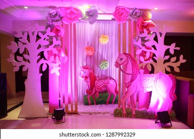 Indian Wedding. Banquet setup, Wedding Day Covered With Flower Decoration